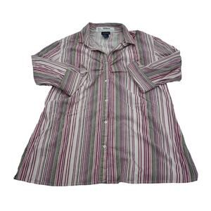 Jazzie Shirt Women 2X Pink Long Sleeve Button Up Casual Striped Plus Size